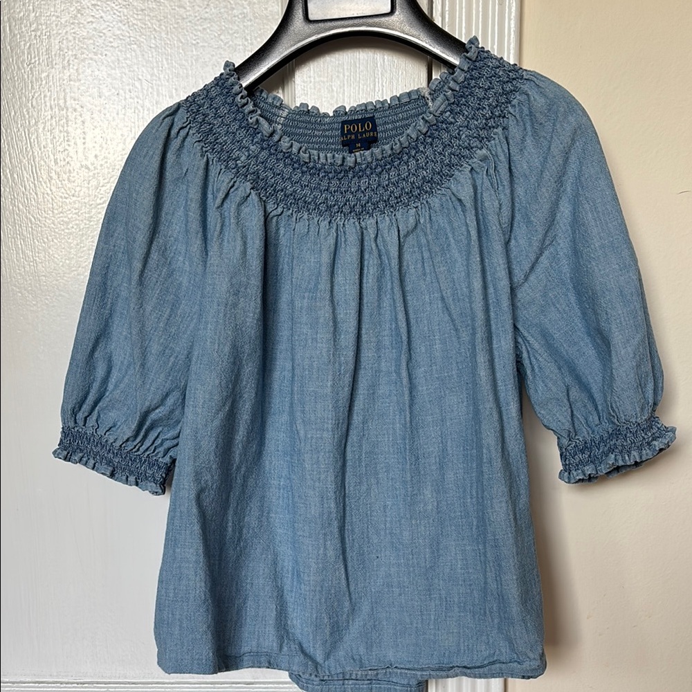 Polo by Ralph Lauren girl’s Blue Smocked Denim Top 14